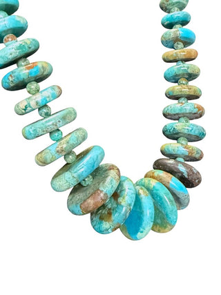 Sterling Turquoise Disc Graduated Necklace