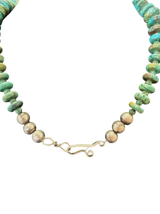 Sterling Turquoise Disc Graduated Necklace