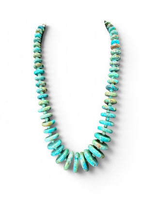 Sterling Turquoise Disc Graduated Necklace