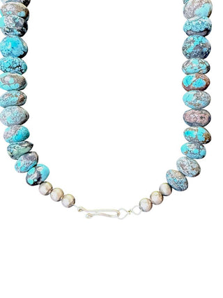 Sterling Graduated Turquoise Disc Necklace