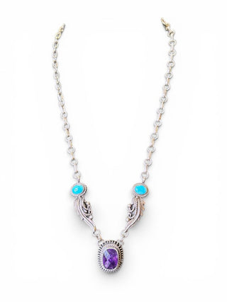 Sterling Amethyst Turquoise Necklace