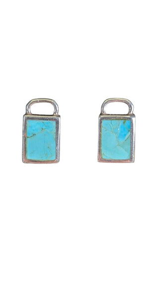 SS Rectangle Turquoise Post Earrings