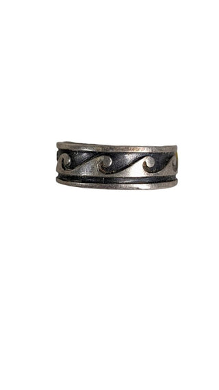 SS Waves Etched Band Ring