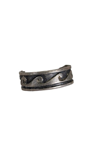 SS Waves Etched Band Ring