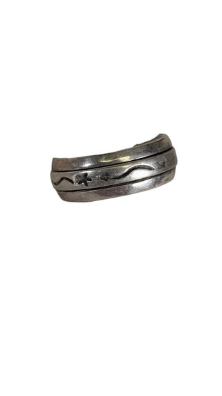 SS Spinner Etched Band Ring