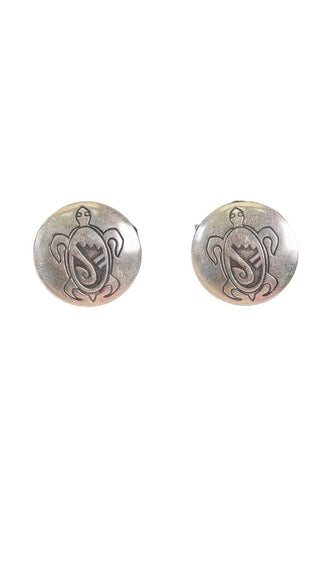 SS Turtle Etched Disc Earrings