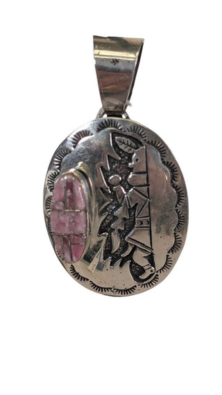 SS Etched Rhodochrosite Pendant