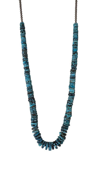 SS Graduated Turquoise Disc Necklace