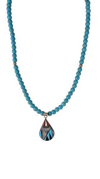Not Sterling Clasp Necklace w/Sterling Inlay Pendant