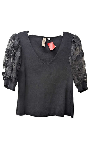 Short Floral Lace Puff Sleeves