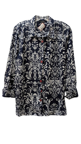 Print Long Sleeve Button Front