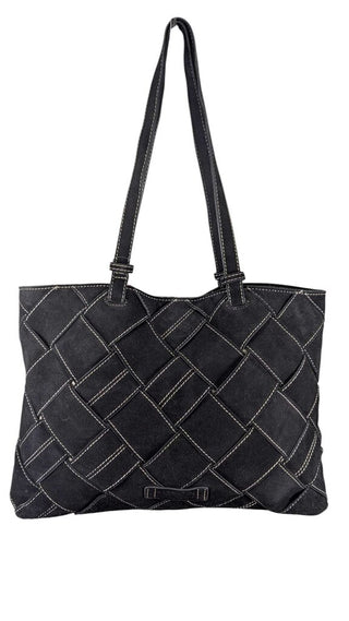 Suede W/ White Stitch Tote