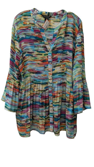 Print Long Sleeve Button Front