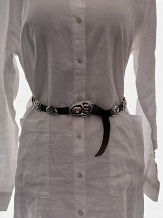 Faux Leather Bear paw Concho Belt