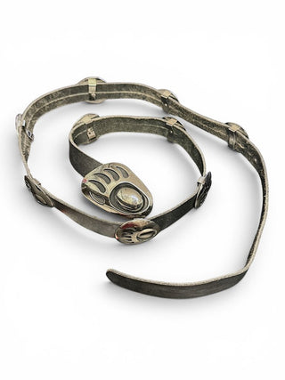Faux Leather Bear paw Concho Belt