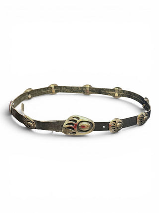 Faux Leather Bear paw Concho Belt