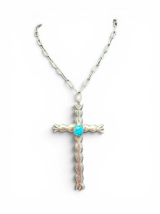 Heavy Sterling Cross Pendant Necklace