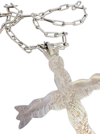Heavy Sterling Cross Pendant Necklace