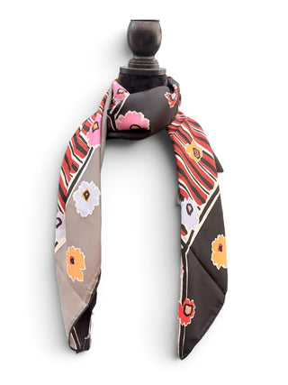 NWT Vintage silk scarf floral/stripe