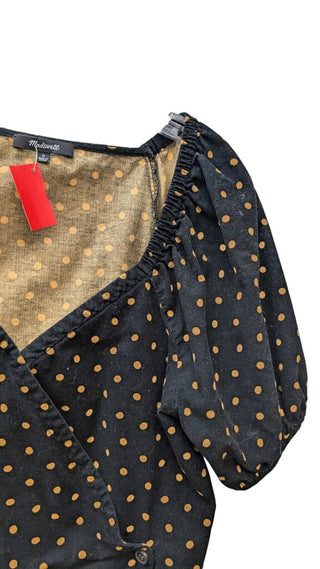 Spotted Corduroy Puff Sleeve