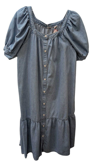 Denim Button Puff Sleeve