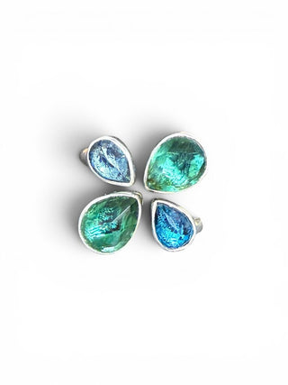 Sterling Teardrop Cut Floral Clover Ring