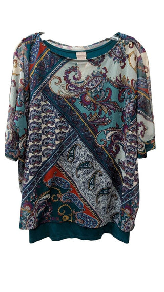 Mesh Layered Print Blouse