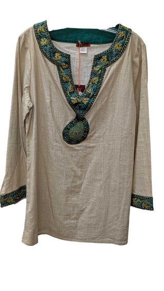 NWT Linen Embellished Blouse