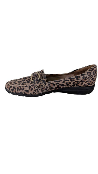 NWOT Leopard Print Gold Buckle Loafers