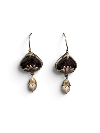 Sterling Onyx Pearl Earrings