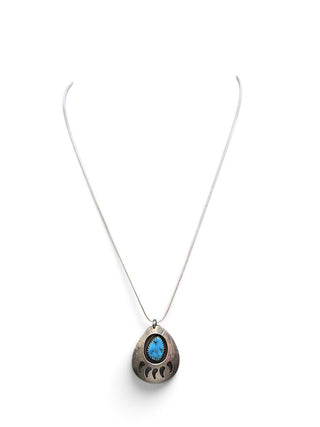 Sterling Turquoise Shadowbox Pendant Necklace