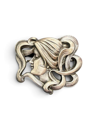 William B. Kerr Flowing Maiden Sterling Brooch