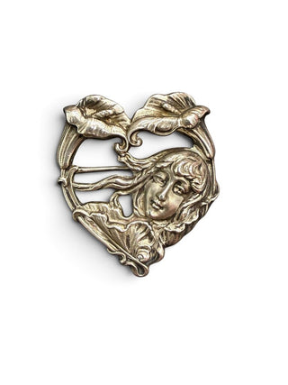 Sterling Lady Flower Brooch