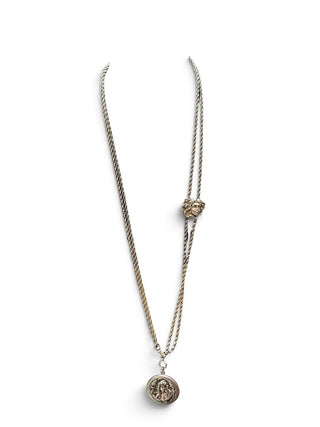 Sterling Double Strand Locket Pendant Necklace