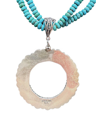 Sterling Turquoise Circle Pendant Necklace