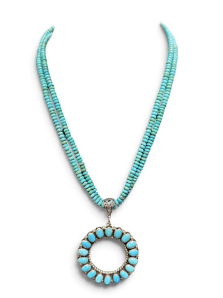Sterling Turquoise Circle Pendant Necklace