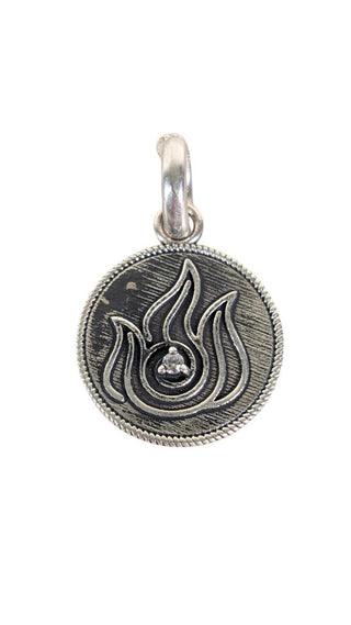 SS CZ Flame Round Pendant