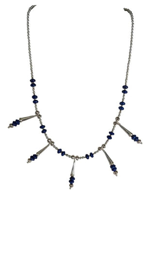 SS Lapis w/Sterling Bead Choker Necklace