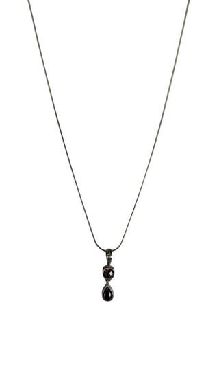 SS Garnet Ruby Pendant Necklace