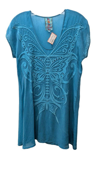 Short Sleeve Embroidered Butterfly Tunic
