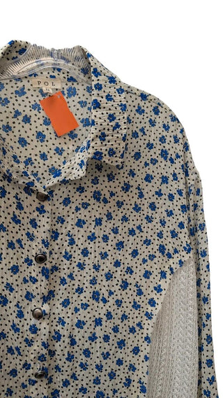 Long Sleeve Floral & Crochet Button Up
