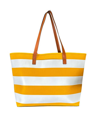 Saffiano Leather Striped Tote