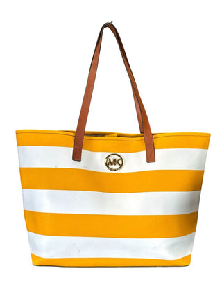 Saffiano Leather Striped Tote
