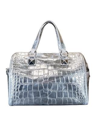 Grayson Metallic Crocodile Embossed Leather Satchel