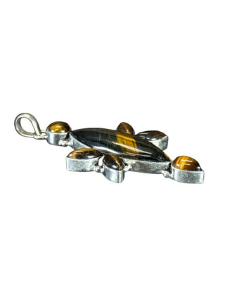 Silver/stone pendant and earrings