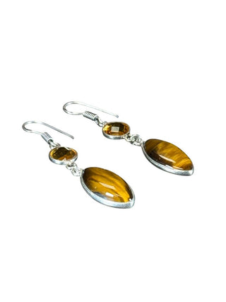 Silver/stone pendant and earrings
