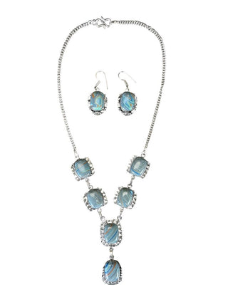 Siver/stone necklace and earrings