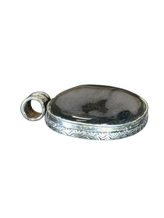 Silver/stone pendant and earrings