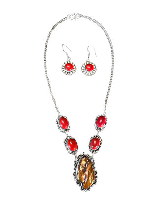 Silver/stone necklace and earrings