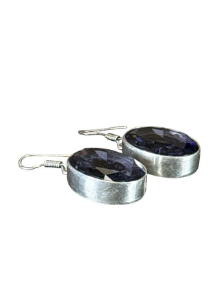 Silver/stone pendant and earrings